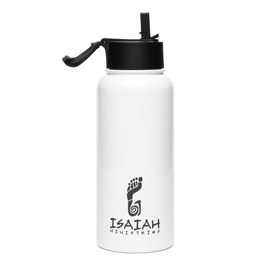 Stainless steel water bottle with a straw lid